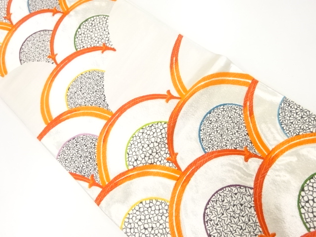 アンティーク　松葉青海に小花模様織出し袋帯（材料）